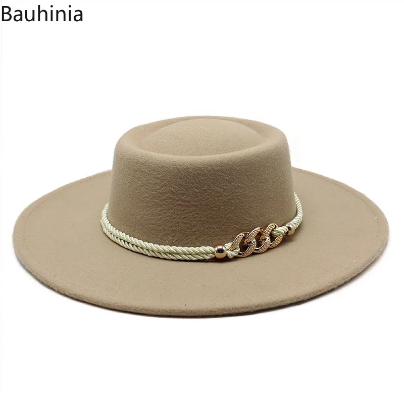 8.5CM Wide Brim Felt Fedora Hat Women Men Wool Derby Top Hats Gentleman Elegant Lady Panama Jazz Hat Formal Wedding Hat