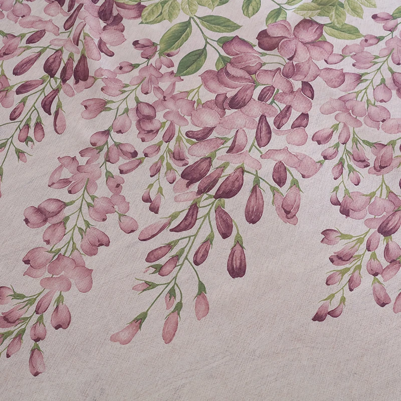 Wisteria Floral Tulle Curtains for Living room Printed Sheer Voile Curtain for Bedroom Window Screening Drapes Blinds Home Decor