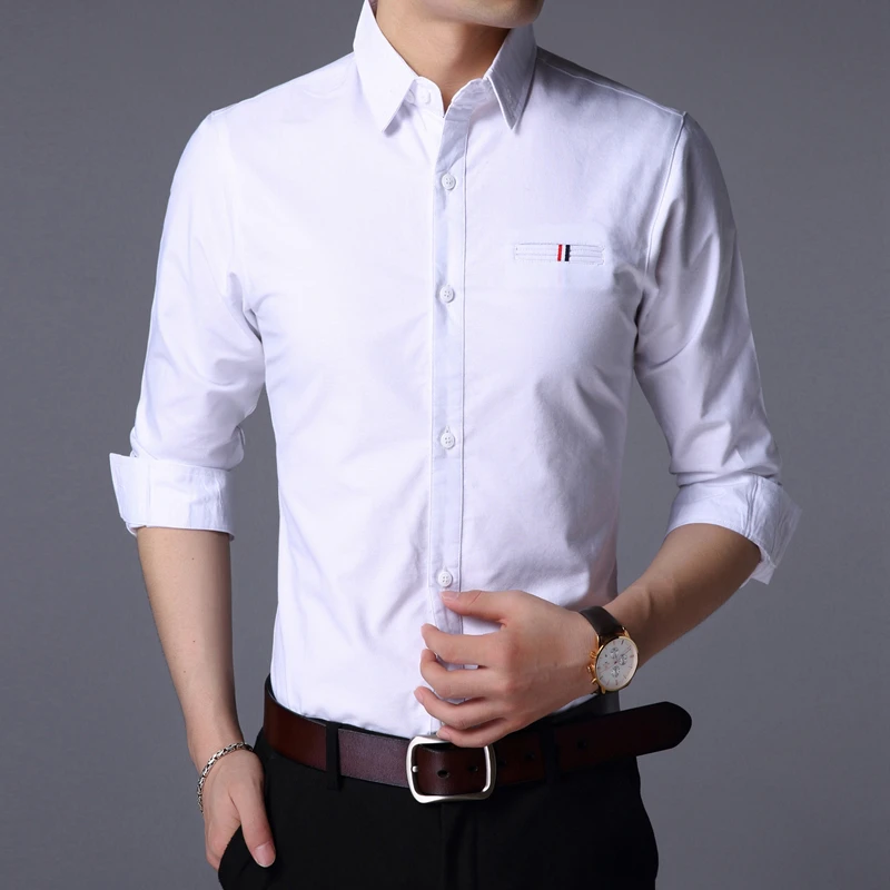 2023 Fall New Fashion Brand Designer Shirt Man Dress Shirt Long Sleeve Slim Fit Button Down 100% Cotton Casual Mens Clothing