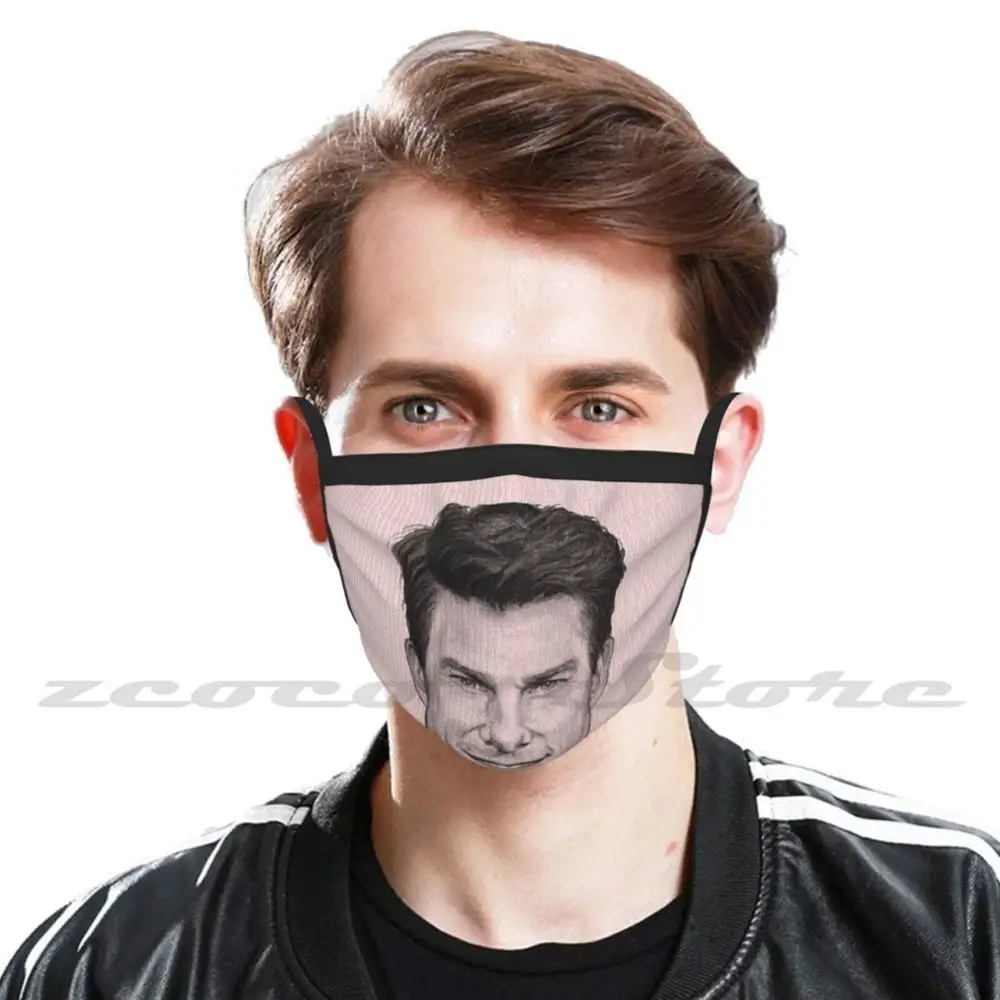 Impossible Original Charcoal Portrait Drawing Blush Pink Mask Adult Child Washable Pm2.5 Filter Logo Creativity Tom Actor