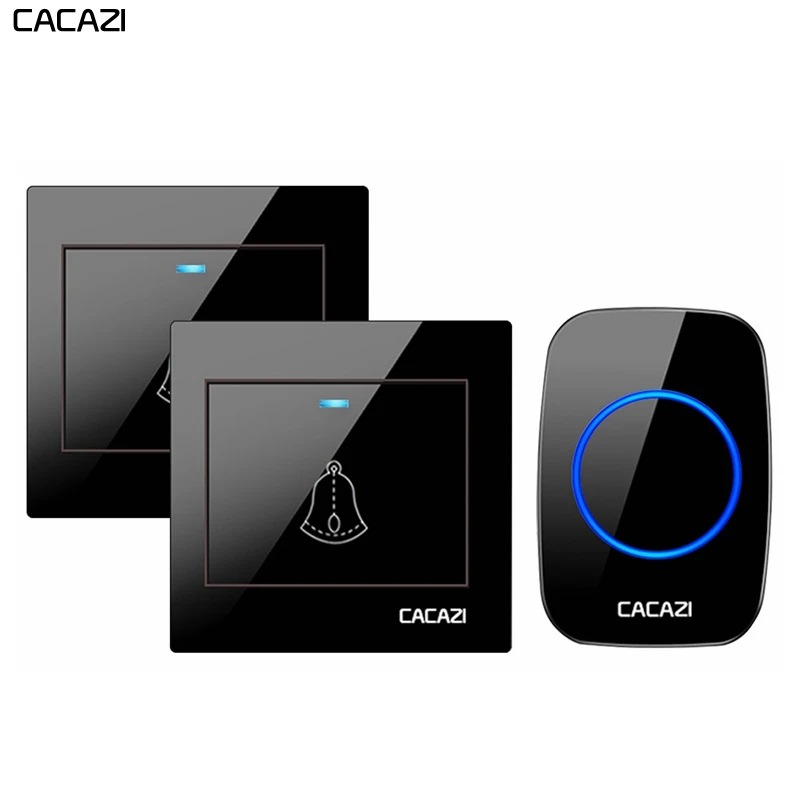 

CACAZI Wireless Doorbell Waterproof 300M Remote LED Light Battery Button Home Call Ring Bell EU US UK AU Plug 36 Chime 4 Volume