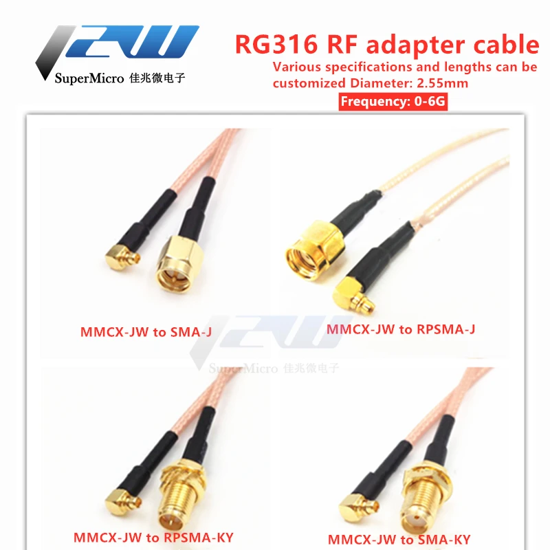 

MMCX-J curved male to SMA-K-J female male RG316 line sma to mmcx extension cable