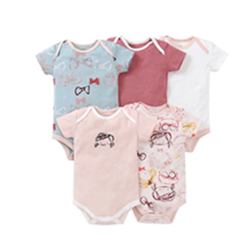 

5Piece/Lot Wholesale Newborn Onepiece Bodysuit Baby Girls Boys Summer Jumpsuit Romper Baby Clothes 2023 New 25