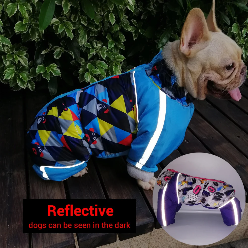 Winter Dog Clothes Windproof Luxury Warm Dog Coat Jumpsuit Reflective Small Pet Snowsuit with Zipper Overalls for Boy&Girl Dogs