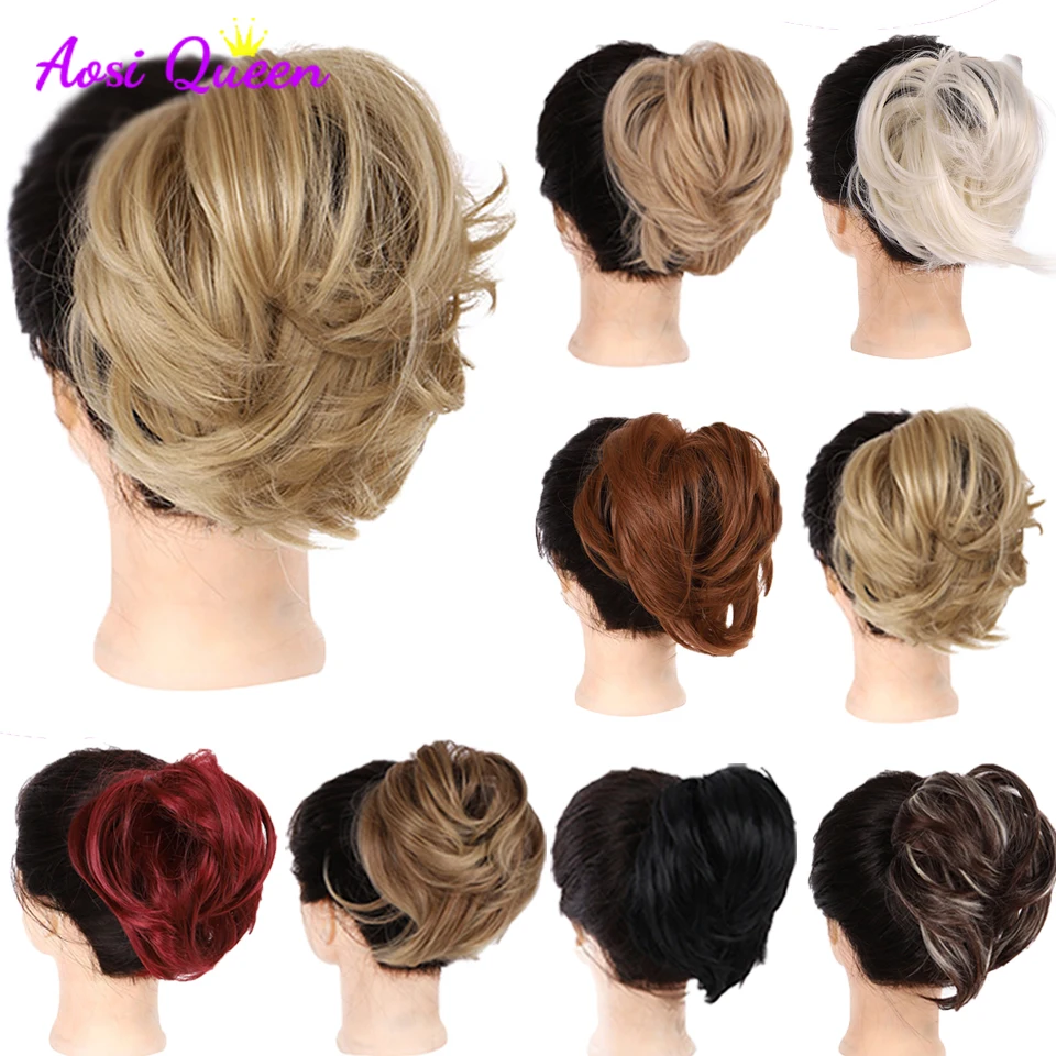 

AS Synthetic Chignon Messy Scrunchies Elastic Band Hair Bun Straight Updo Hairpiece High Temperture Fiber Natural Fake Hair