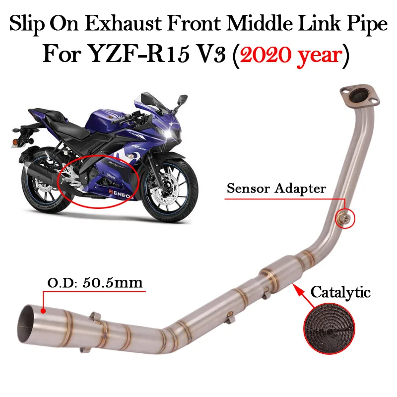 

Exhaust System Motorcycle Escape Muffler For YAMAHA R15 V3 YZF-R15 V3 2020 Year Front Middle Link Pipe With Catalytic Slip On