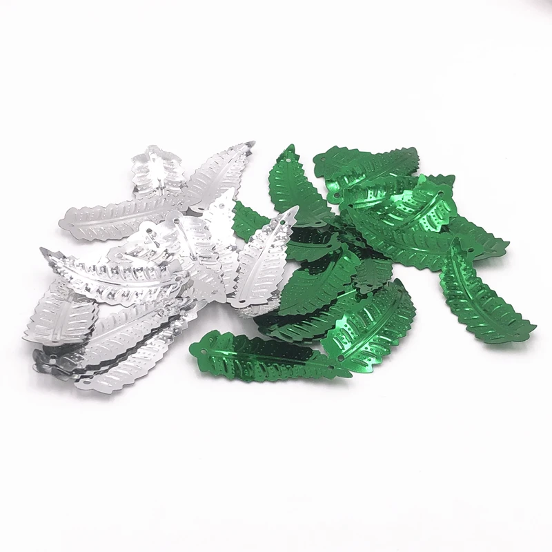 50Pcs/Bag 16x48mm Large Leaf Shape Sequins With 1 Hole &PVC Paillettes DIY Wedding Sewing Cloth Garments Lentejuelas Accessories