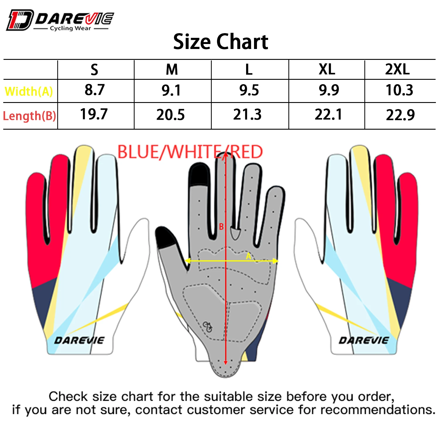 DAREVIE Cycling Gloves Full Finger Breathable Man Women Cycling Gloves Touch Screen Shockproof Non-Slip High Quality Bike Gloves