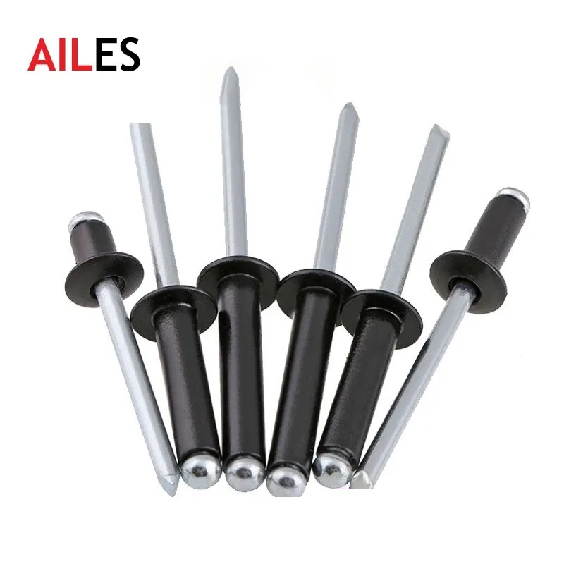 

M2.4 M2.8 Black Aluminium Dome Head Self Plugging Rivets 2.4mm 2.8mm x 4 6 8 9 10 12mm Nail Pop Rivet For Furniture Car Aircraft