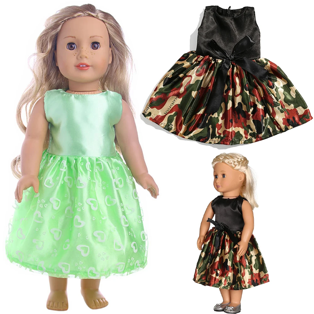 Promotion!Doll Clothes Dress Handmade Smooth Material Clothes Rebon Baby For 43Cm 18 Inch American Doll Girl Our Generation Toys