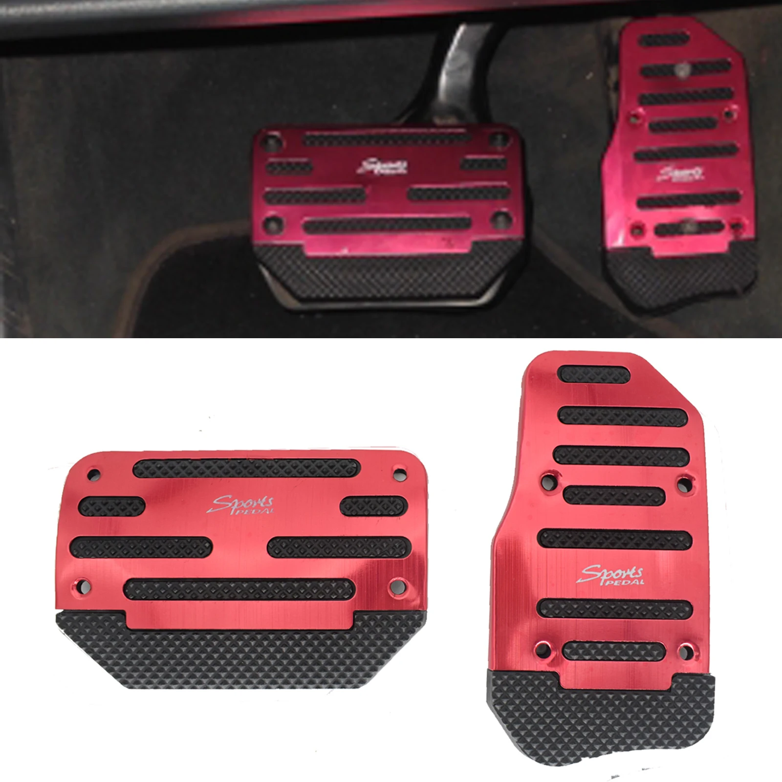 

Universal Red Non-Slip Cover Automatic Gas Brake Foot Pedal Pad Cover Kit Car Accessories Auto Replacement Parts Pedals Aluminum