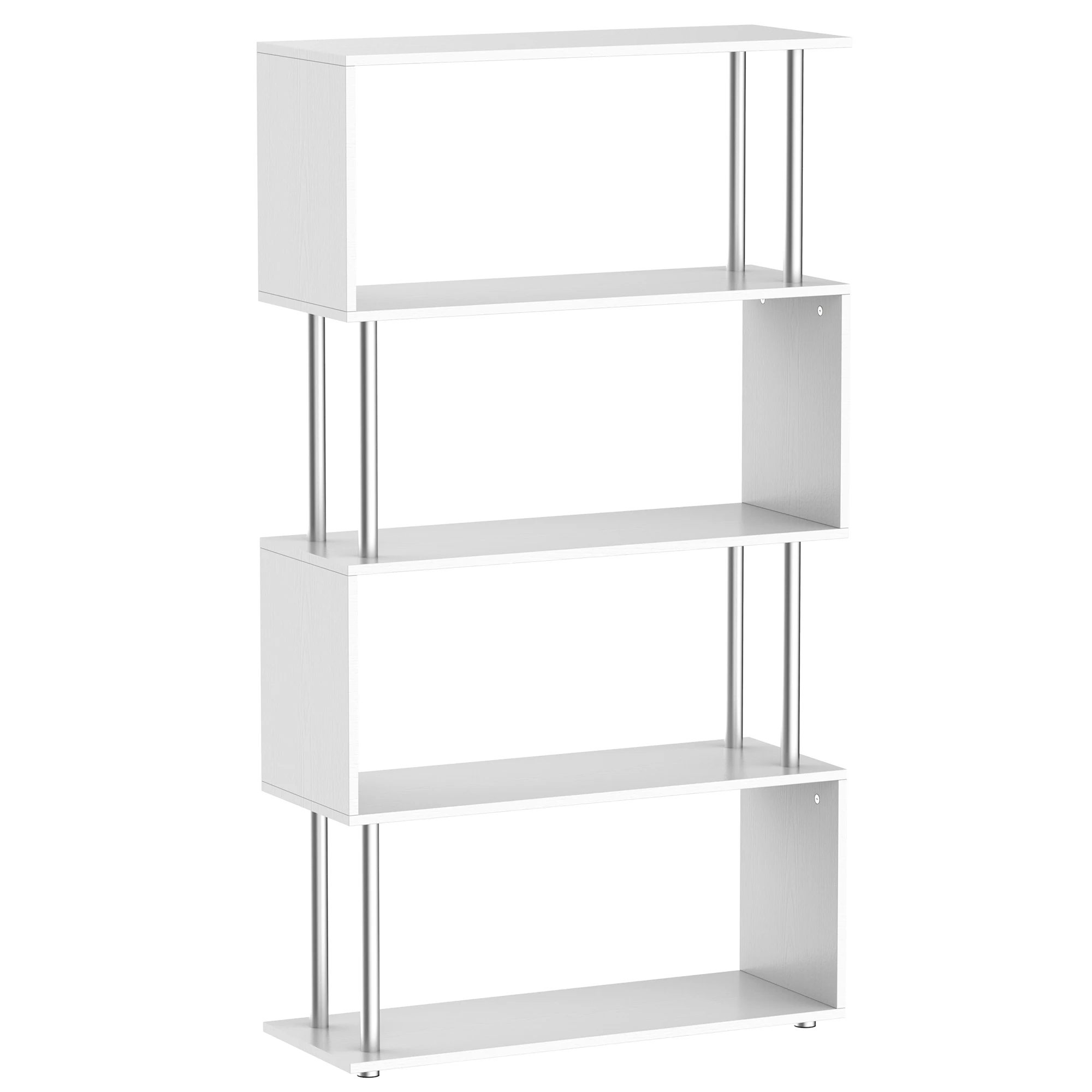 HOMCOM bookstore 145x80x30cm wood and Metal furniture office shelf shelf White