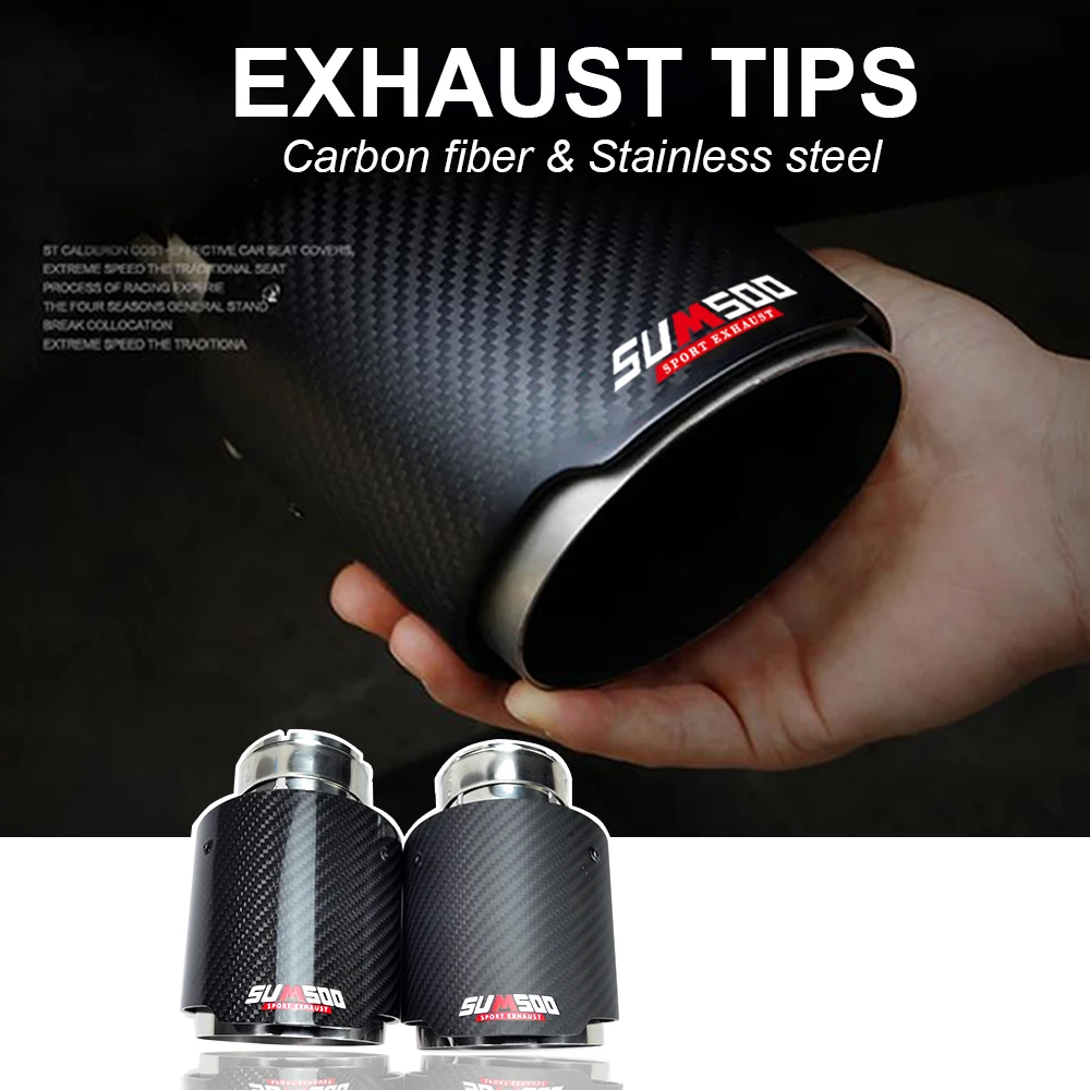 

Original SUMSOO Universal Carbon Fiber Straight Edge Exhaust Pipe Auto Styling Modification Muffler End Tips