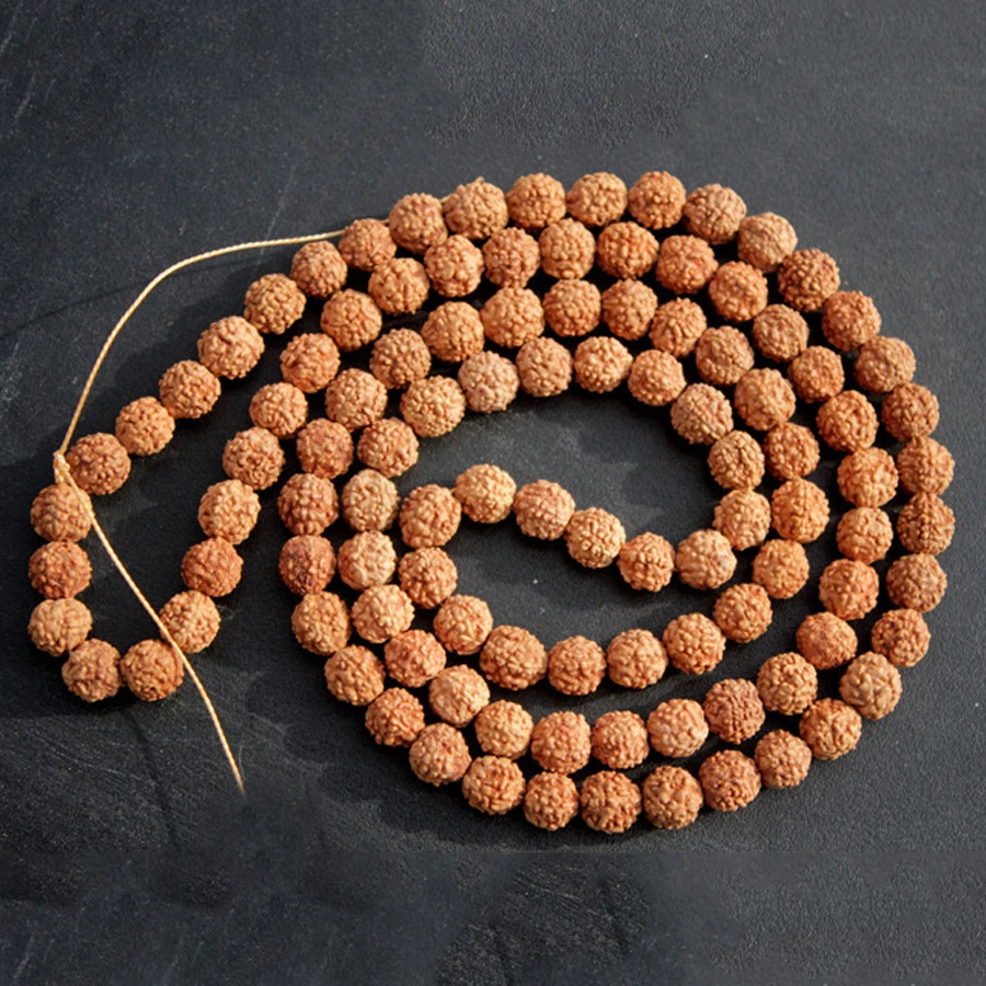 Natural Rudraksha Mala 108 Beads 5/7/9mm Mala Prayer Meditation Buddhist for Necklaces Meditation Practice Bracelet Accessories