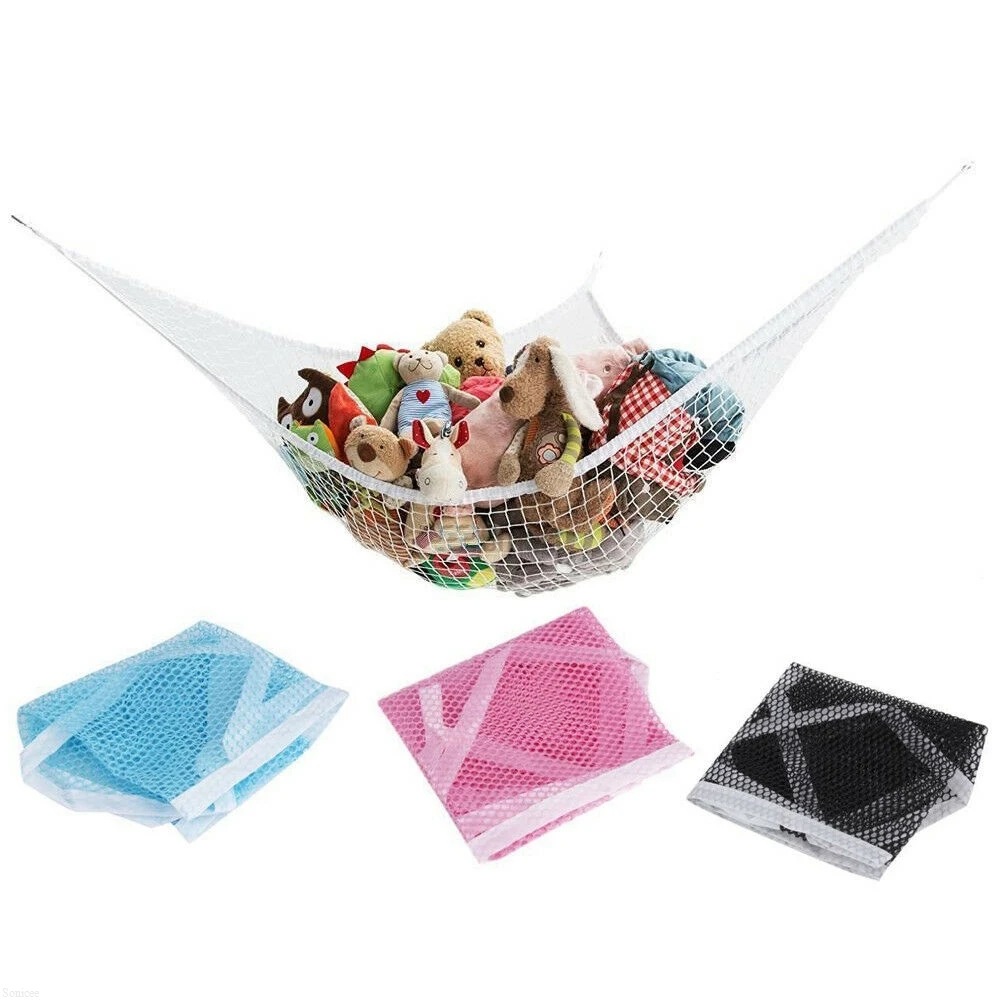 Large Toys Storage Bag With Screw Hooks Baby Kids Plush Dolls Toys Organizer Net Children Bedroom Plush Toys Hammock Mesh