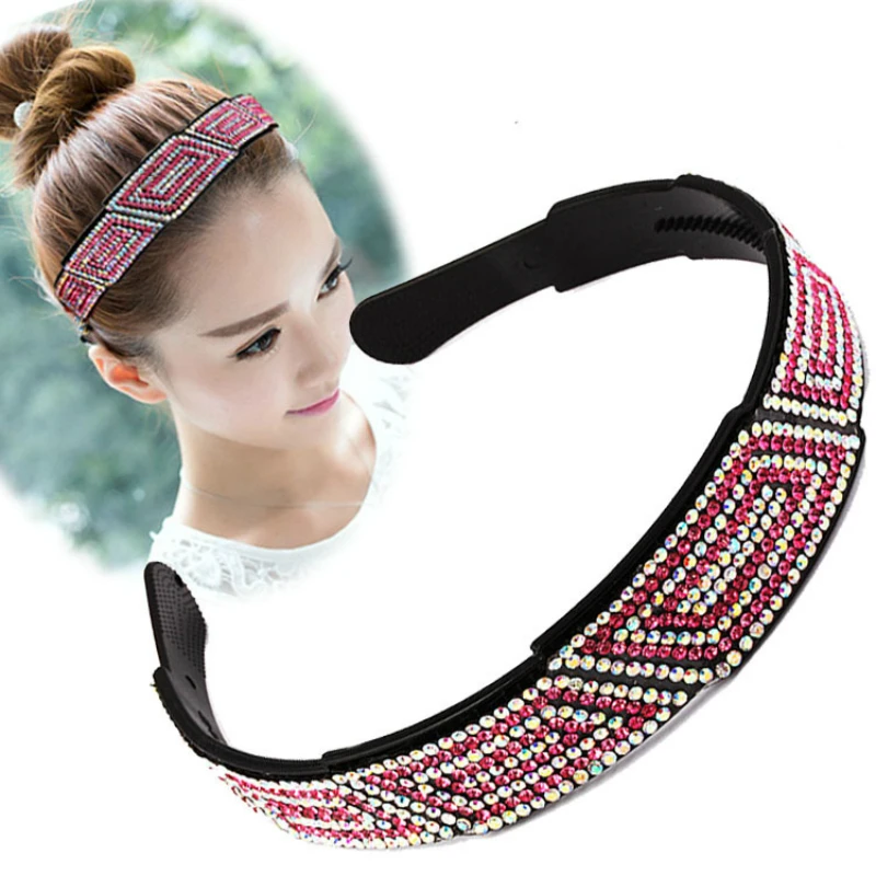 Korean Large Broad Shine Colorful Rhinestone Headband Acrylic Tooth Bottom Fantastic Hair Accessories Cute Women Girls Headwear