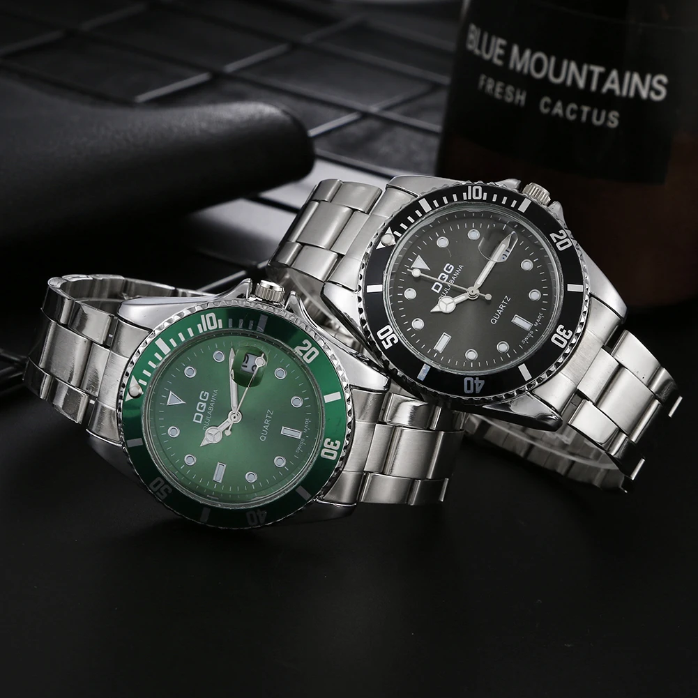 2024 Men Watches Luxury Brand Casual Quartz Watch Men Stainless Steel Date Calendar Watches Relogio Masculino Men\'s Green Watch