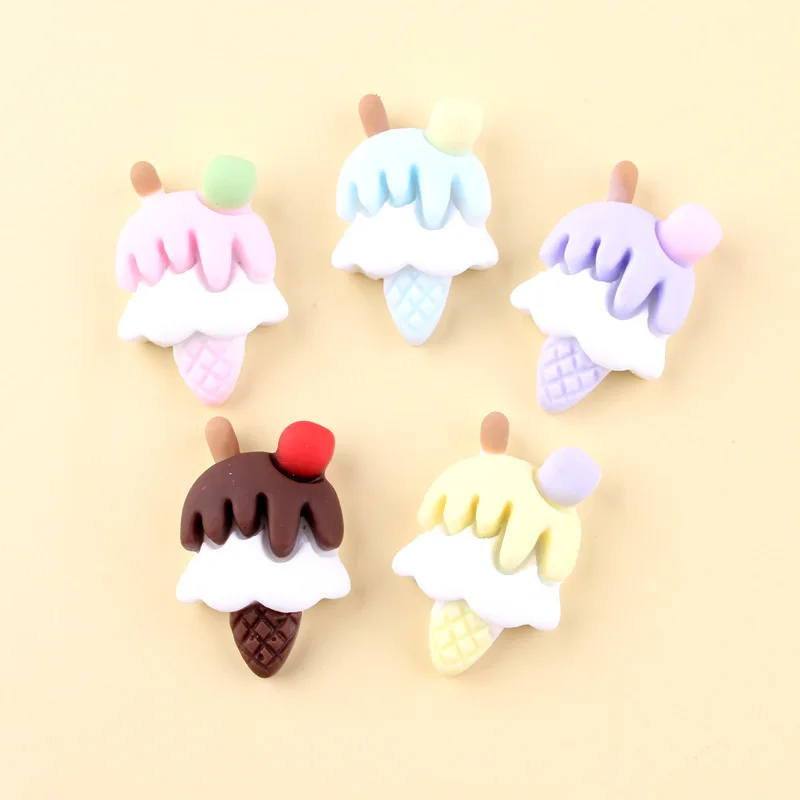 DIY Kawaii Ice Cream Cabochons for Phone Deco Scrapbooking 20pcs Figurines Miniatures Food Cute Resin Flatback Cabochons