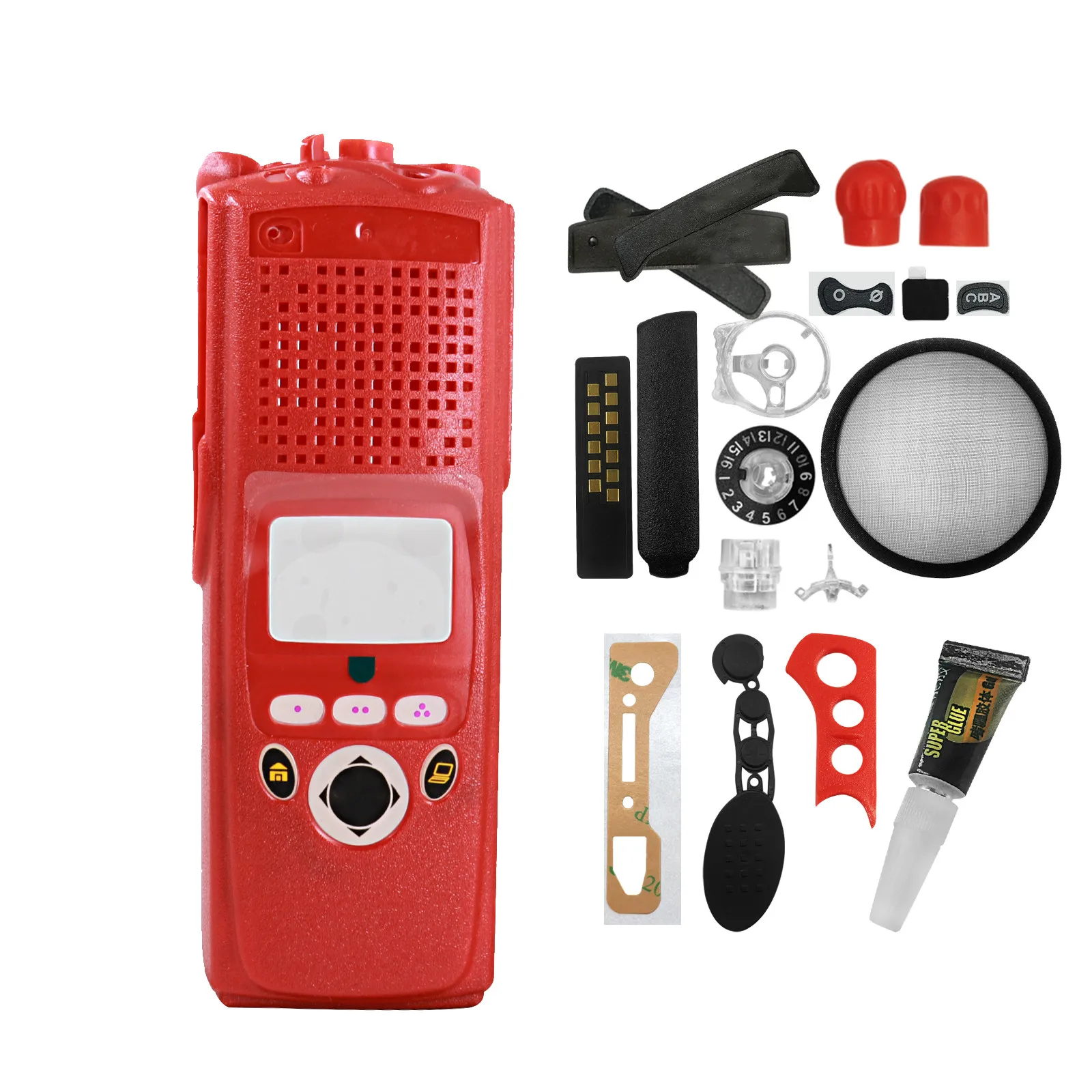 Walkie Talkie Red Two-way Radios Replacement Front Housing Case With Knobs For XTS5000 M2 Model 2 Two Way Radio