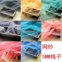 0.5Meter Grid Plaid Mesh Tulle Fabric High Quality Bridal Dress Wedding Decoration DIY Doll Skirt Home Cloth Sewing Materials