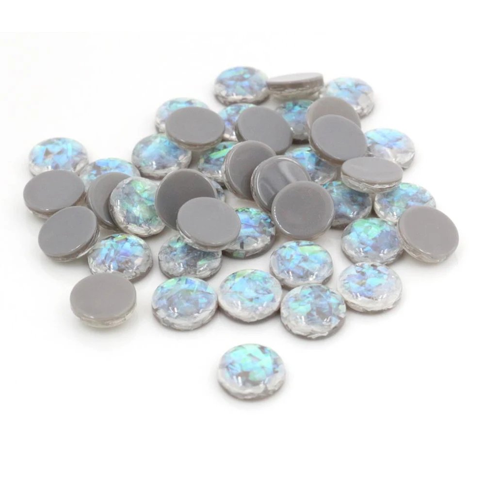 

New Fashion 10mm 40pcs/Lot Gray Color Built-in metal foil Flat back Resin Cabochons Cameo V5-25