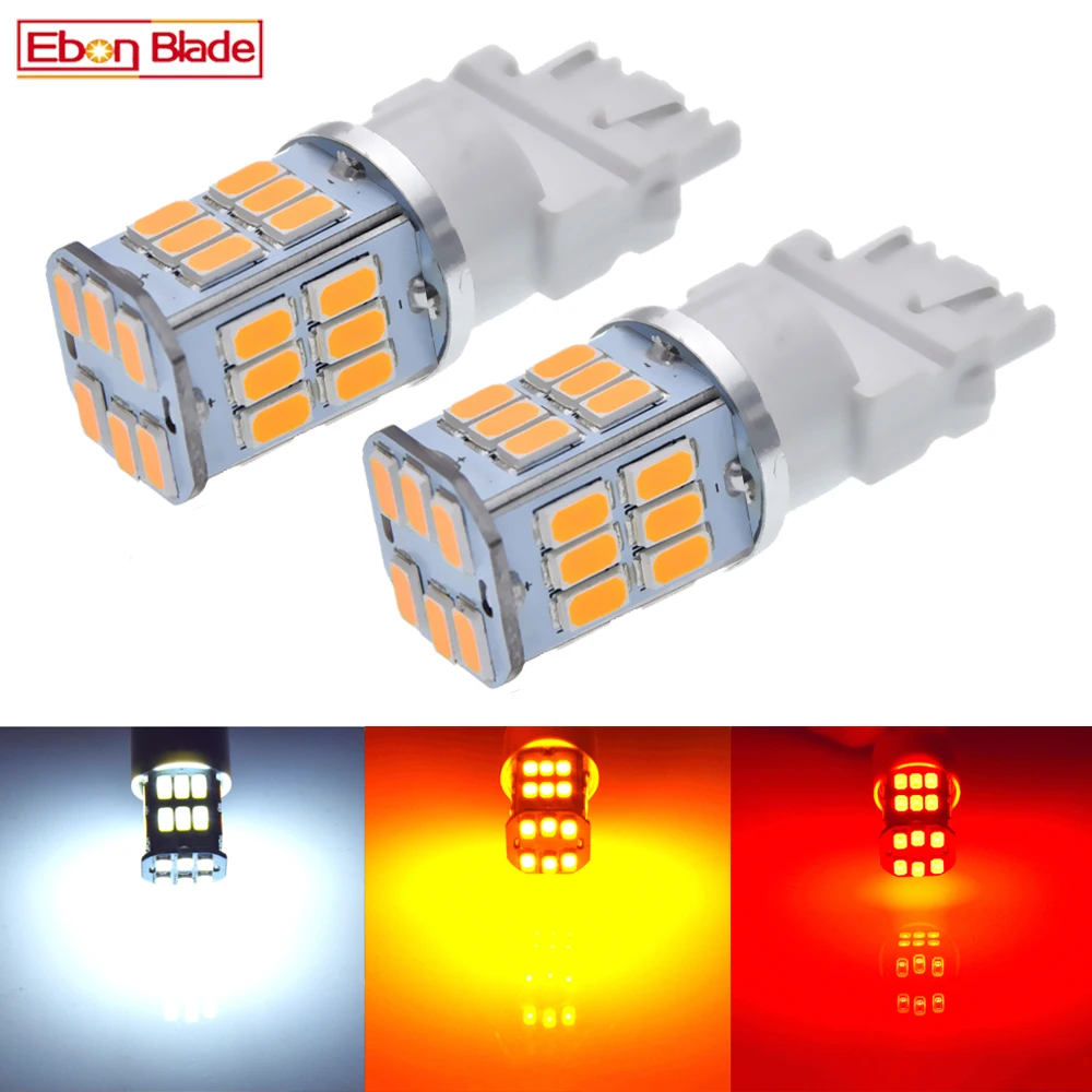 

2X Car LED Signal Light T25 3157 P27/7W 3156 Automobile Tail Reverse Brake Stop Bulb Auto Turn Light White Red Amber 12V 24V 30V