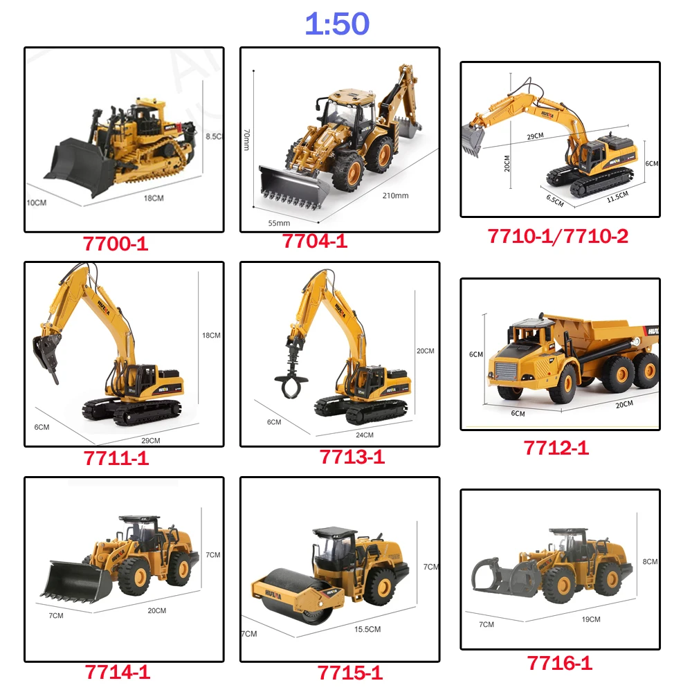 HUINA Truck Toy Diecast Model Alloy vehicle Car Die-Cast Excavator Bulldozer Wheel Loader Excavator kids toy Christmas gift