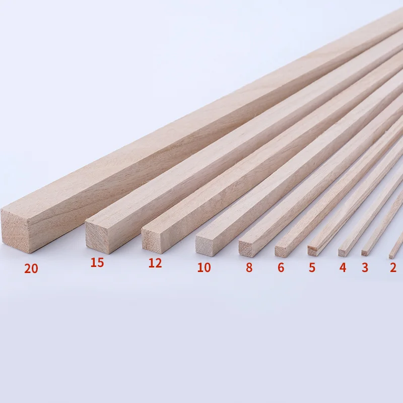 Lychee Life 30cm Long Square Wooden Bar Wood Stick Strips For Airplane Model DIY Handmade Crafts Art Supplies