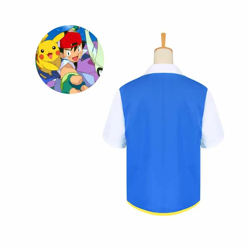 Anime Ash Ketchum Cosplay Costumes Jacket Gloves Hats Caps Pocket Monster Ash Ketchum Ball Full Set Boys Girls Clothing