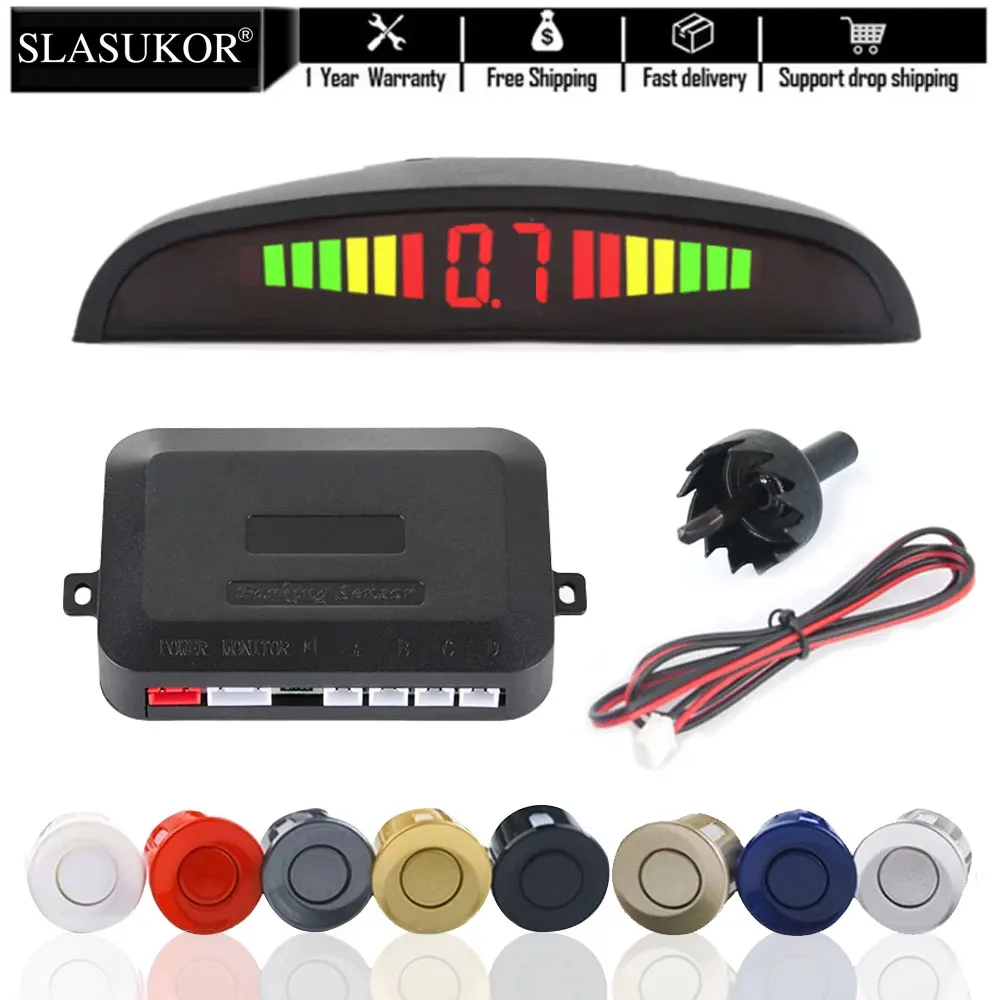 

Parktronic Kit 12V 8 Colors Universal Car LED Parking Sensor with 4 Radar Accurate Digital Display of Obstacle Distance Alarm