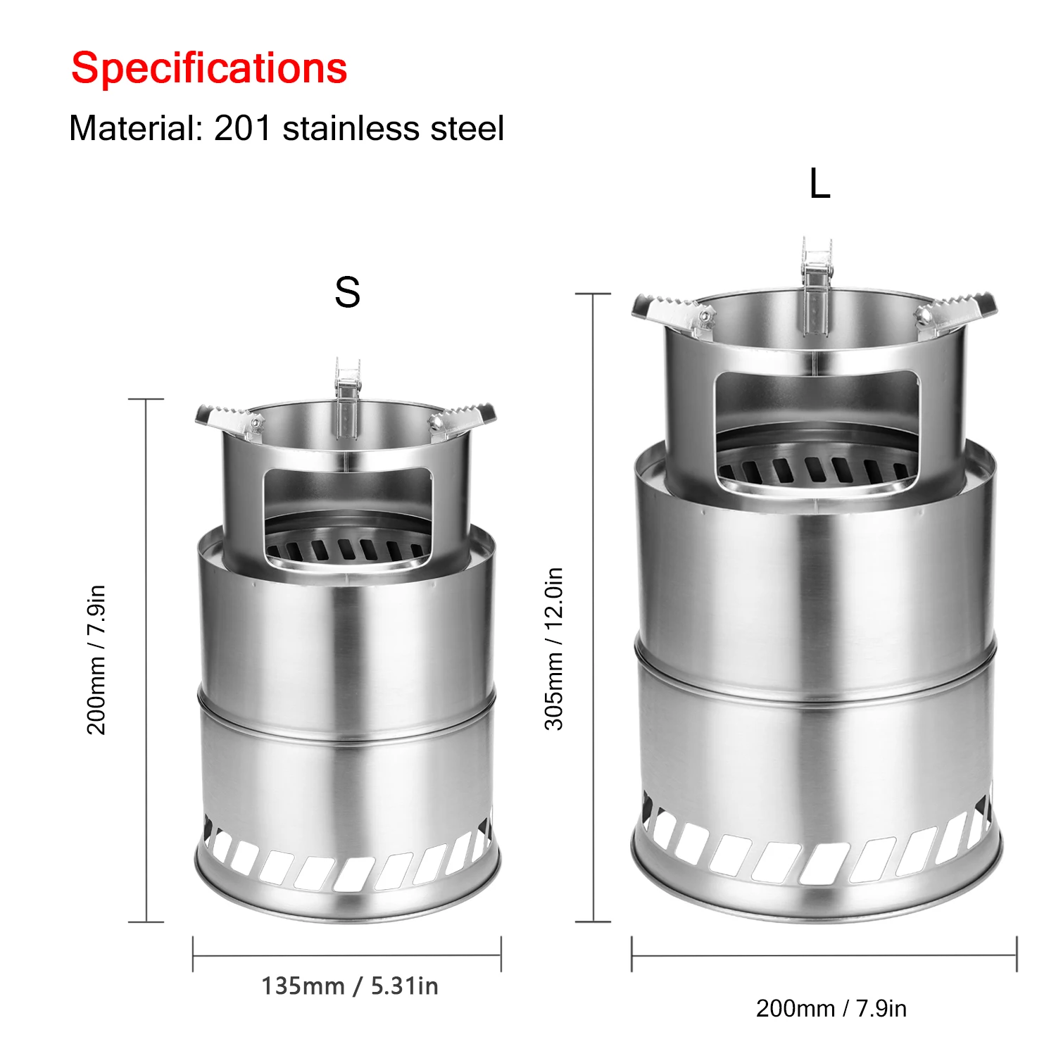 20x30.5cm Large Camping Wood Stove Split Portable Stainless Steel Firewood stove outdoor Hiking Camping supplies tourist burner