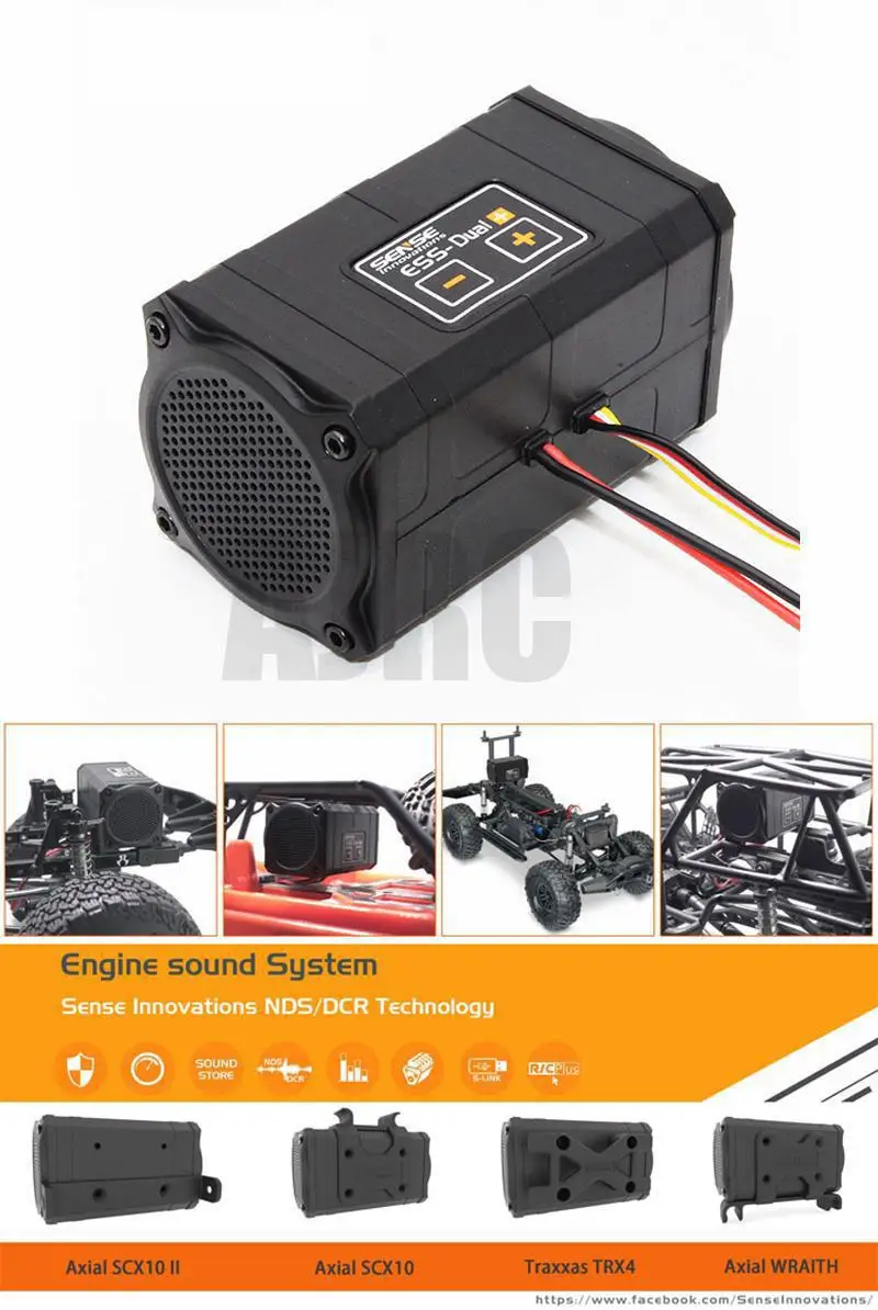 For TRX-4 Axial SCX10 II WRAITH  RC Car Sense ESS-ONE ESS-DUAL 2 Speakers Engine Sound Simulator