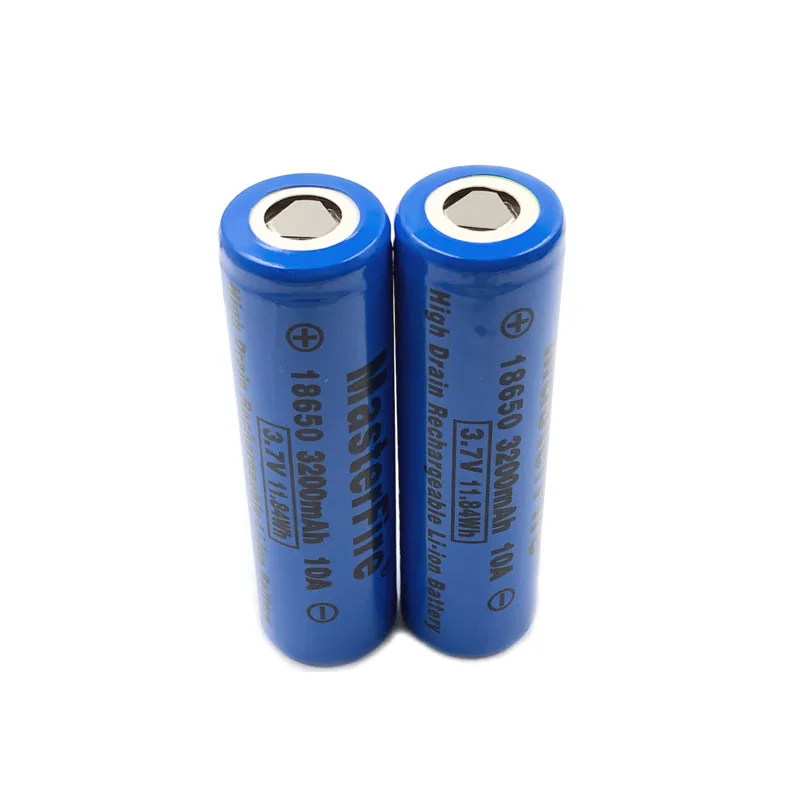 MasterFire 18pcs/lot Original 18650 3200mah 10A 3.7V 11.84Wh Battery High Drain Rechargeable Lithium Batteries Cell For e-cigs