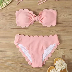 Sexy Bandeau Bikini Set 2024 Women Brazilian Swimsuit Solid Swimwear Female Summer Beachwear Bathing Suit Bequine