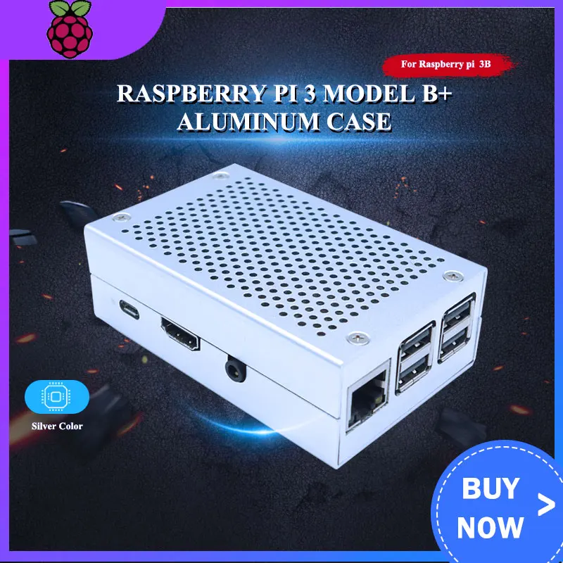 

Raspberry Pi 3 Model B+ Plus Metal Case Aluminum Alloy Box Silver Color Shell compatible for Raspberry Pi 3