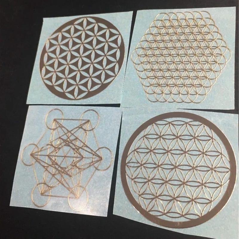 4Pcs/Set New Metal Energy Decor Sticker Flower Of Life
