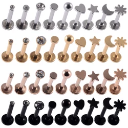 9pcs Stainless Steel Labret Bar Ring Lip Studs Ear Tragus Helix Cartilage Lobe Piercing Earrings Ear Studs Body Piercing Jewelry