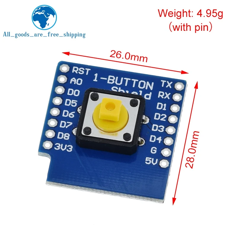 Protector de 1 botón para WeMos D1 mini Button, 1 piezas