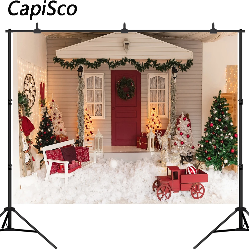 Capisco Winter Snowflakes Christmas Photography Background Xmas Window Snow Backdrop Wooden House Decor Backgrounds Photo Studio