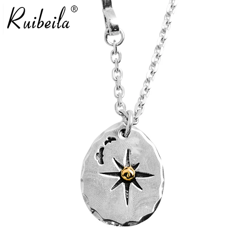 

RuibeilaS925 silver GORO handmade Eagle Sun Holy brand pendant unisex necklace pendant handmade jewelry