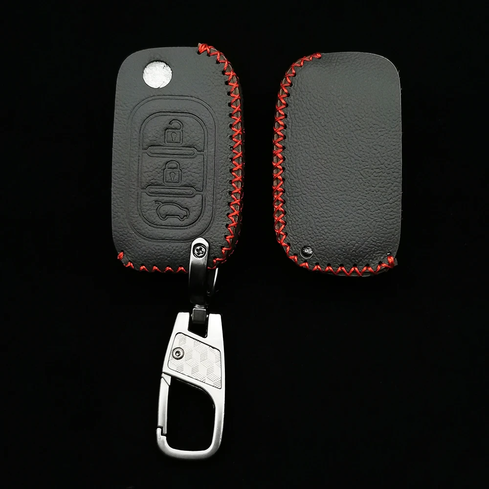 Car Flip keys Leather Cases Fob Cover For Lada Sedan Largus Kalina Granta Vesta X-Ray XRay Folding Keychain Key Ring