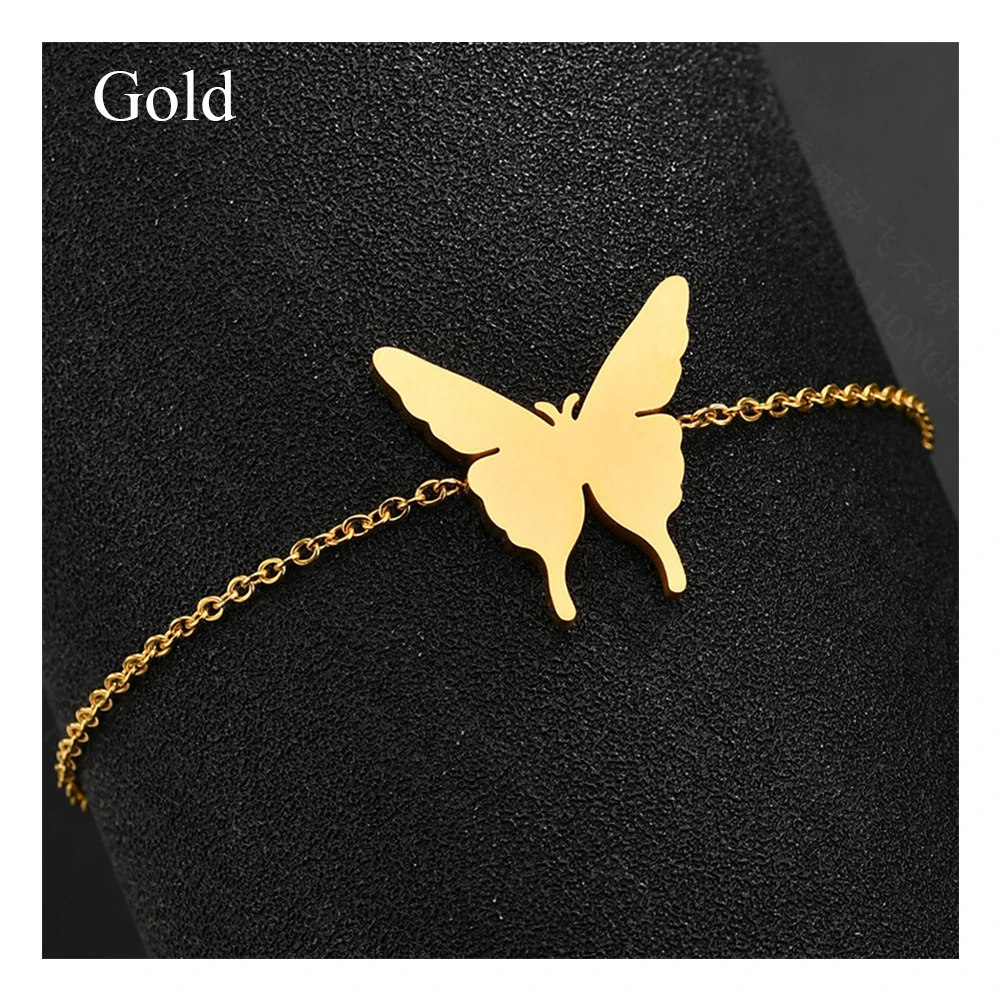 Beadsnice Minimalist Style Simple 3D Personality Glossy Butterfly Stainless Steel Ladies Bracelet ID 41141