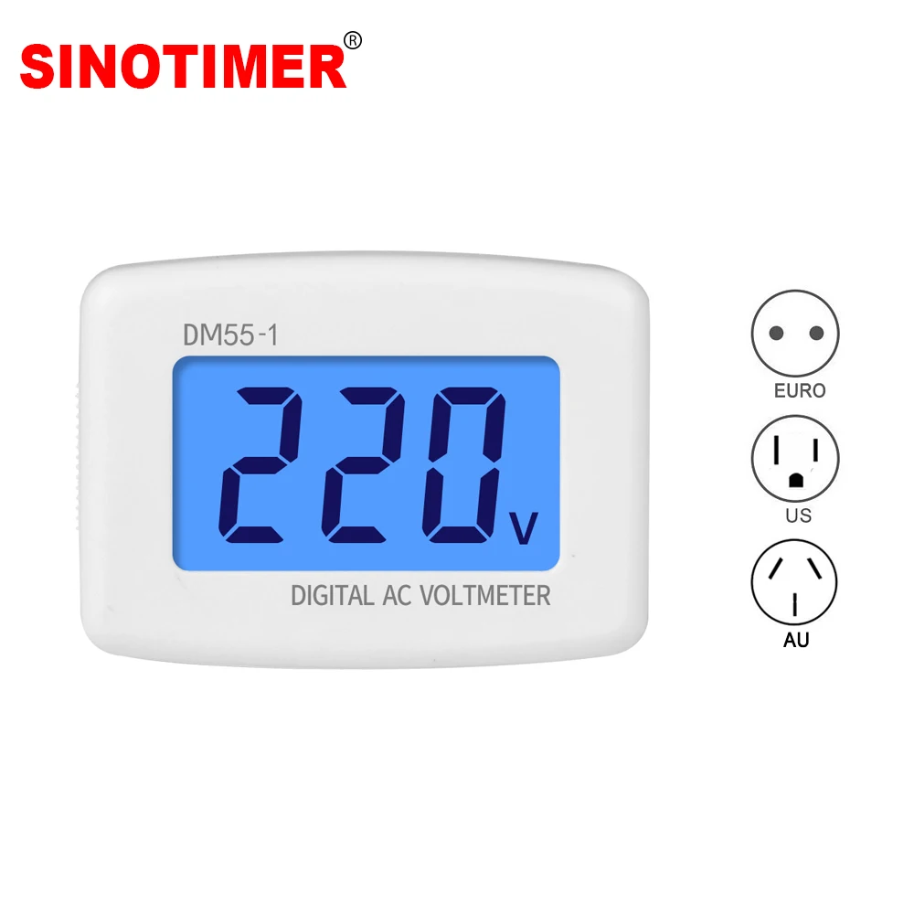 AC 80-300V Digital Voltmeter EU US AU Plug Volt Meter Socket Voltage Tester LCD Display Voltage Meter 110V 220V DM55-1