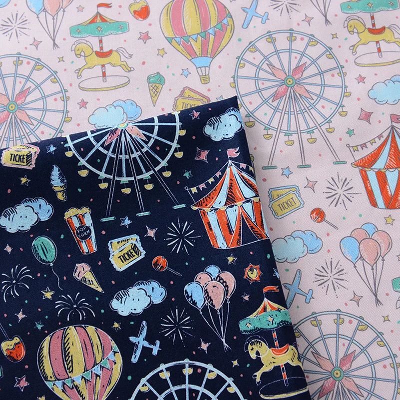 100% Cotton Digital Printed Theme Park Fabric Handmade Decoration Accessories clothes Bag Cushion Per Half Meter