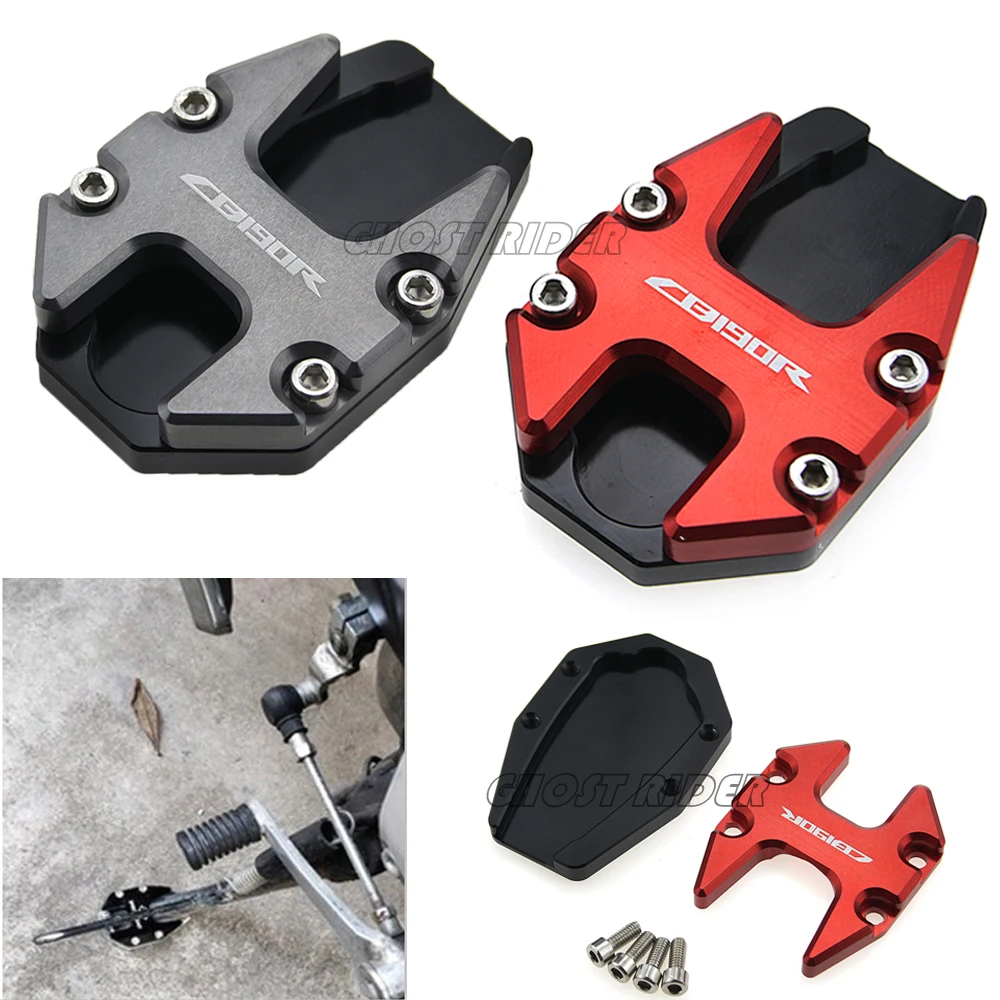 CNC Aluminum Motorcycle Accessories Side Kickstand Stand Extension Support Plate pad For HONDA CB190R CBF190 CB190X CB 190R