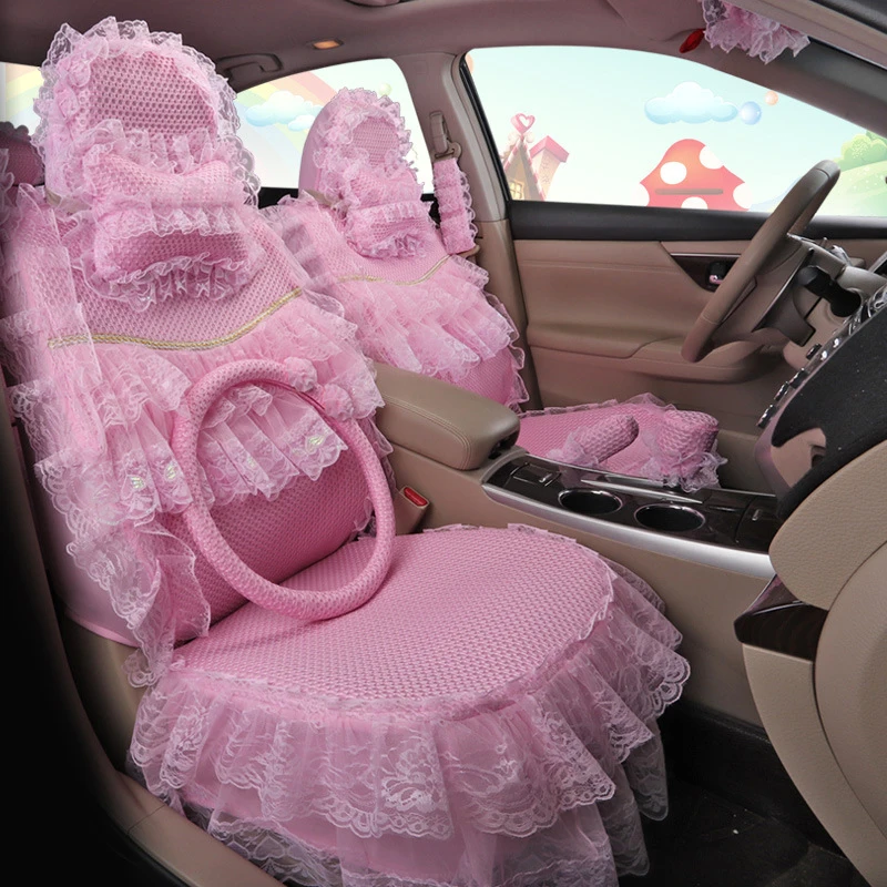 5-Seat Cute Pink Car Seat Covers Sets For Women Girls Full Set Interior Kawaii Decoration Protector Accessories For Toyota Camry