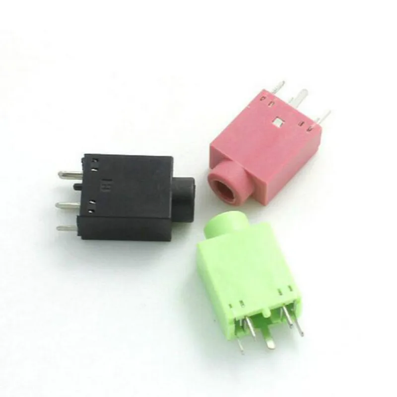 10pcs 3.5MM Headphone Audio Connector PJ-358 180 Degree Vertical 5 Pin 5P Pink Green for Host Chassis Socket