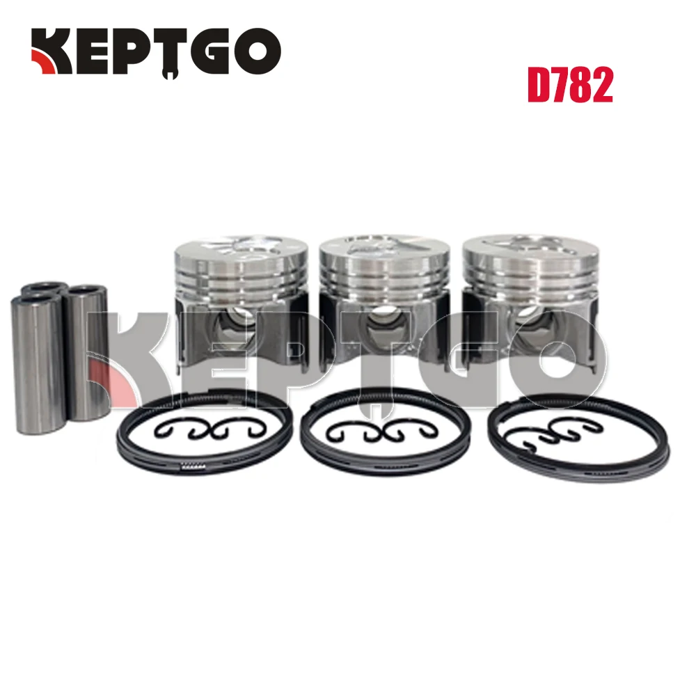 New D782 Piston Kit & Rings STD For Kubota Engine (3 Set )