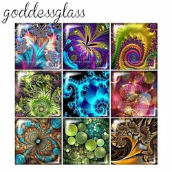 Colorful Rotated Patterns Flowers Bubbles Square 10pcs mixed 12mm/20mm/25mm/30mm photo glass cabochon flat back Making findings