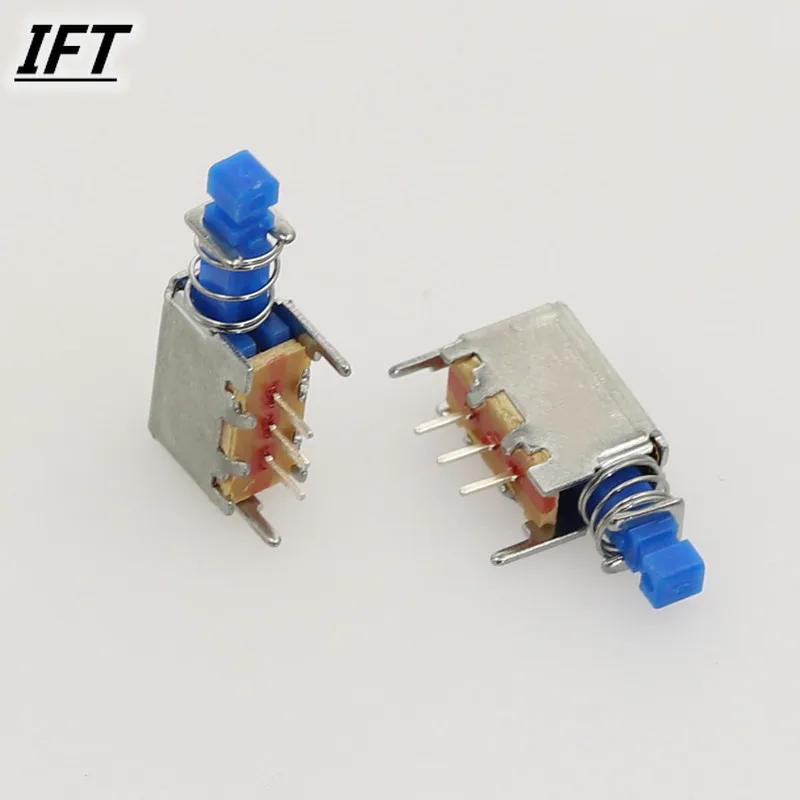 10Pcs Free shopping A05 3pin TV Power Switch With Spring Self-locking Blue DC 12V 50MA Unidirection Push-button Switch